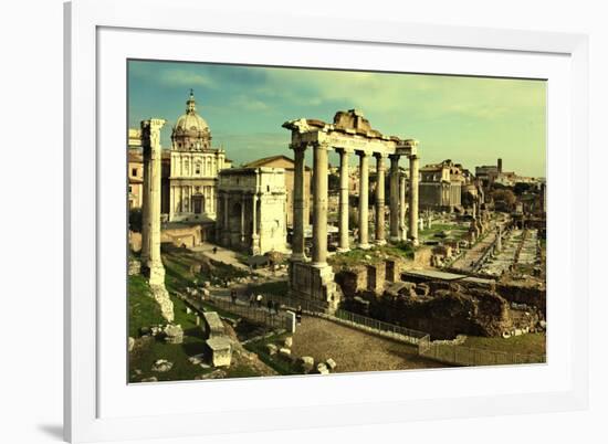 Vintage Postcard with Foro Romano-melis-Framed Photographic Print