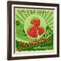 Vintage Poster For Strawberries Farm-radubalint-Framed Art Print