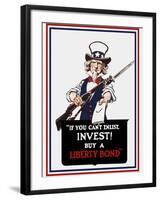 Vintage Poster of Uncle Sam Holding a Rifle and Holding Out a Liberty Bond-Stocktrek Images-Framed Art Print