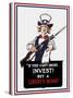 Vintage Poster of Uncle Sam Holding a Rifle and Holding Out a Liberty Bond-Stocktrek Images-Stretched Canvas