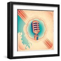 Vintage Poster with Microphone. Vector Illustration.-Radoman Durkovic-Framed Art Print