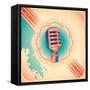 Vintage Poster with Microphone. Vector Illustration.-Radoman Durkovic-Framed Stretched Canvas