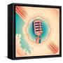 Vintage Poster with Microphone. Vector Illustration.-Radoman Durkovic-Framed Stretched Canvas