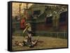 Vintage Print of a Roman Gladiator with His Defeated Opponent-Stocktrek Images-Framed Stretched Canvas