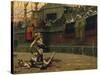 Vintage Print of a Roman Gladiator with His Defeated Opponent-Stocktrek Images-Stretched Canvas