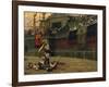 Vintage Print of a Roman Gladiator with His Defeated Opponent-Stocktrek Images-Framed Art Print