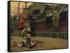 Vintage Print of a Roman Gladiator with His Defeated Opponent-Stocktrek Images-Framed Stretched Canvas