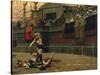 Vintage Print of a Roman Gladiator with His Defeated Opponent-Stocktrek Images-Stretched Canvas