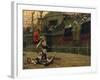 Vintage Print of a Roman Gladiator with His Defeated Opponent-Stocktrek Images-Framed Art Print