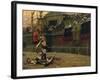 Vintage Print of a Roman Gladiator with His Defeated Opponent-Stocktrek Images-Framed Art Print