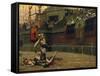 Vintage Print of a Roman Gladiator with His Defeated Opponent-Stocktrek Images-Framed Stretched Canvas