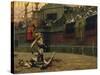 Vintage Print of a Roman Gladiator with His Defeated Opponent-Stocktrek Images-Stretched Canvas