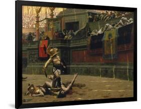 Vintage Print of a Roman Gladiator with His Defeated Opponent-Stocktrek Images-Framed Art Print