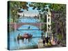 Vintage Print of Ben Franklin Being Greeted Along the Bank of a River in France-Stocktrek Images-Stretched Canvas