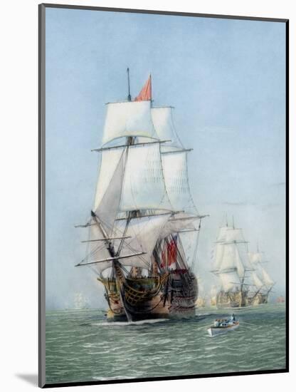 Vintage Print of Hms Victory of the Royal Navy-Stocktrek Images-Mounted Art Print