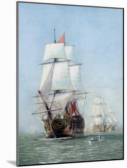 Vintage Print of Hms Victory of the Royal Navy-Stocktrek Images-Mounted Art Print