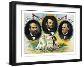 Vintage Print of Presidents James Garfield, Abraham Lincoln, and William Mckinley-Stocktrek Images-Framed Art Print