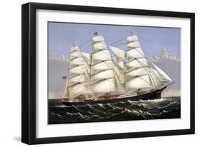 Vintage Print of the Clipper Ship Three Brothers-Stocktrek Images-Framed Art Print