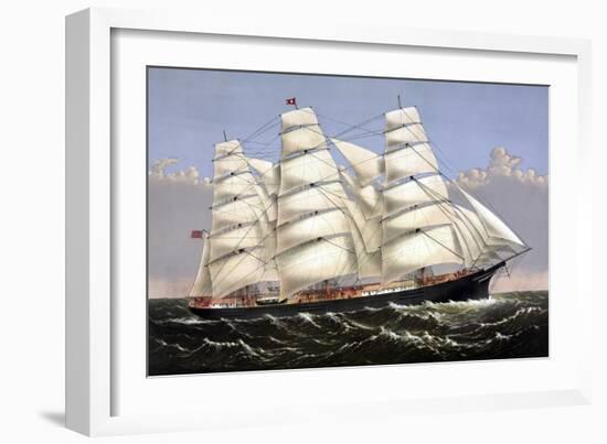 Vintage Print of the Clipper Ship Three Brothers-Stocktrek Images-Framed Art Print