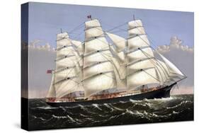 Vintage Print of the Clipper Ship Three Brothers-Stocktrek Images-Stretched Canvas