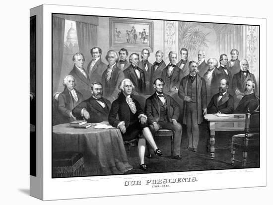 Vintage Print of the First Twenty-one Presidents Seated Together in the White House-Stocktrek Images-Stretched Canvas