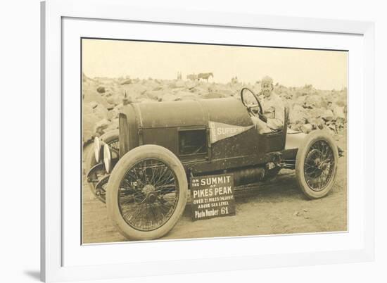 Vintage Racing Car on Pike's Peak-null-Framed Art Print