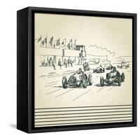 Vintage Racing Cars-canicula-Framed Stretched Canvas