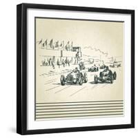 Vintage Racing Cars-canicula-Framed Art Print