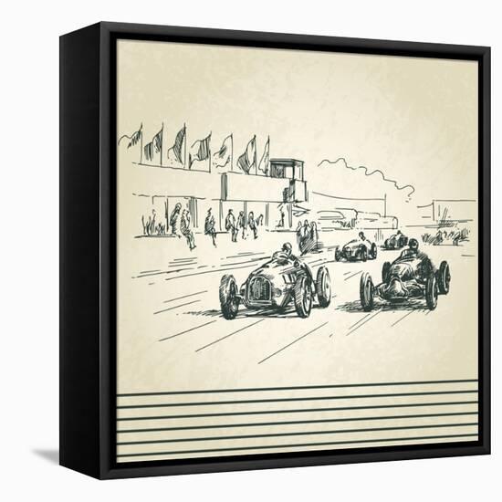 Vintage Racing Cars-canicula-Framed Stretched Canvas