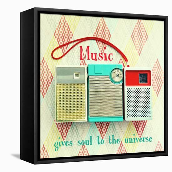 Vintage Radio Inspirational-Vicki Dvorak-Framed Stretched Canvas