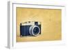 Vintage Rangefinder Style Camera on a Textured Background with Space for Text-Kamira-Framed Photographic Print