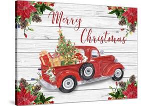 Vintage Red Truck Christmas-A-Jean Plout-Stretched Canvas