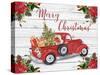 Vintage Red Truck Christmas-A-Jean Plout-Stretched Canvas