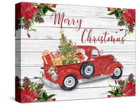 Vintage Red Truck Christmas-A-Jean Plout-Stretched Canvas