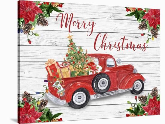 Vintage Red Truck Christmas-A-Jean Plout-Stretched Canvas