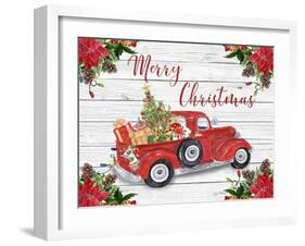 Vintage Red Truck Christmas-A-Jean Plout-Framed Giclee Print