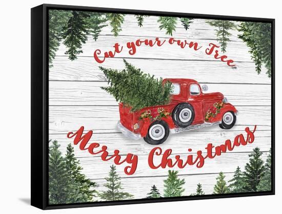 Vintage Red Truck Christmas-B-Jean Plout-Framed Stretched Canvas