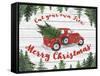 Vintage Red Truck Christmas-B-Jean Plout-Framed Stretched Canvas