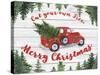 Vintage Red Truck Christmas-B-Jean Plout-Stretched Canvas