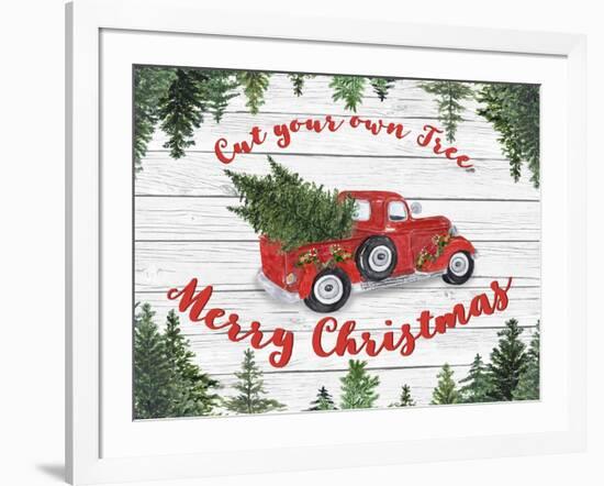 Vintage Red Truck Christmas-B-Jean Plout-Framed Giclee Print