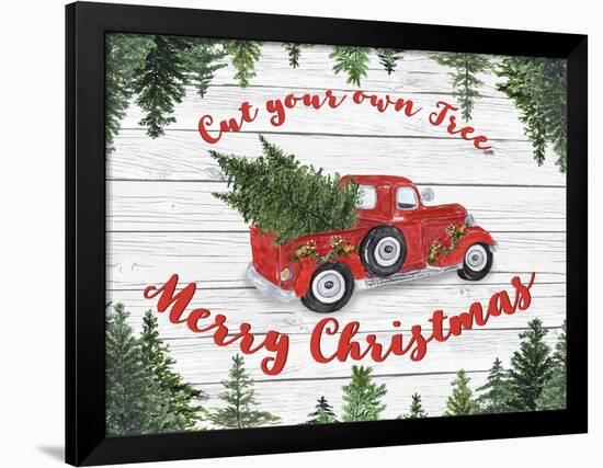 Vintage Red Truck Christmas-B-Jean Plout-Framed Giclee Print