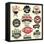 Vintage Retro BBQ Badges and Labels-Catherinecml-Framed Stretched Canvas