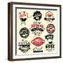 Vintage Retro BBQ Badges and Labels-Catherinecml-Framed Art Print