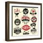 Vintage Retro BBQ Badges and Labels-Catherinecml-Framed Art Print