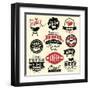 Vintage Retro BBQ Badges and Labels-Catherinecml-Framed Art Print