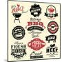 Vintage Retro BBQ Badges and Labels-Catherinecml-Mounted Art Print