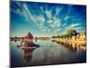 Vintage Retro Effect Filtered Hipster Style Image of Indian Landmark Gadi Sagar - Artificial Lake.-DR Travel Photo and Video-Mounted Photographic Print