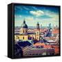 Vintage Retro Effect Filtered Hipster Style Travel Image of Aerial View of Munich over Theatine Chu-f9photos-Framed Stretched Canvas