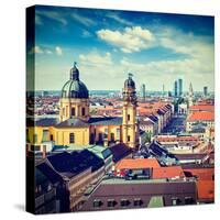 Vintage Retro Effect Filtered Hipster Style Travel Image of Aerial View of Munich over Theatine Chu-f9photos-Stretched Canvas