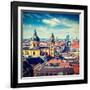 Vintage Retro Effect Filtered Hipster Style Travel Image of Aerial View of Munich over Theatine Chu-f9photos-Framed Photographic Print